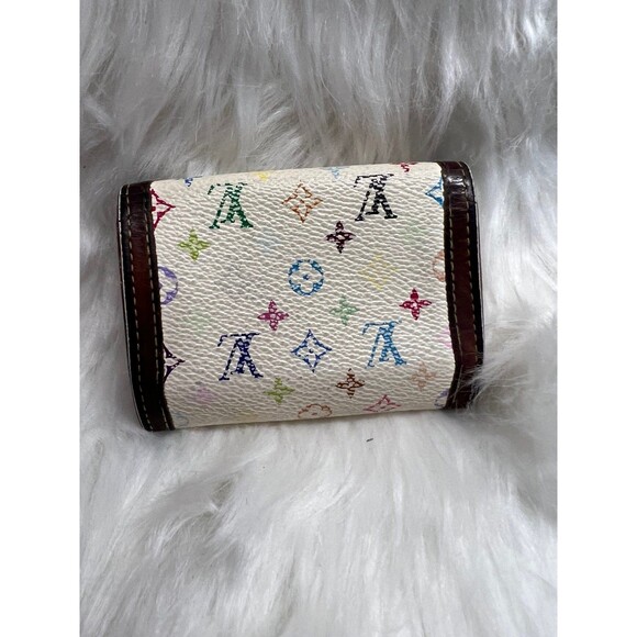 Louis Vuitton Murakami White Monogram Multicolor Porte Monnaie Plat Coin Purse - Picture 3 of 8